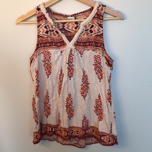 Anthropologie Akemi+Kin sleeveless top/blouse in white+orange+pink, size XS - Picture 3 of 7